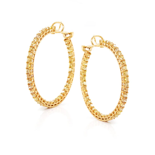10.44 cts Cushion Fancy Diamond Eternity Hoops