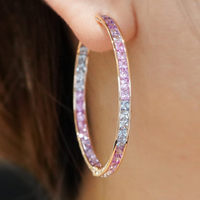 8.48 cts Fancy Princess Sapphire Eternity Hoops