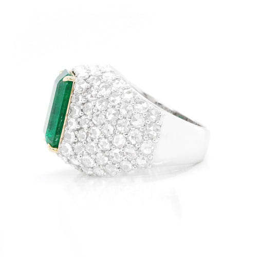 4.97 cts Octagon Emerald Ring