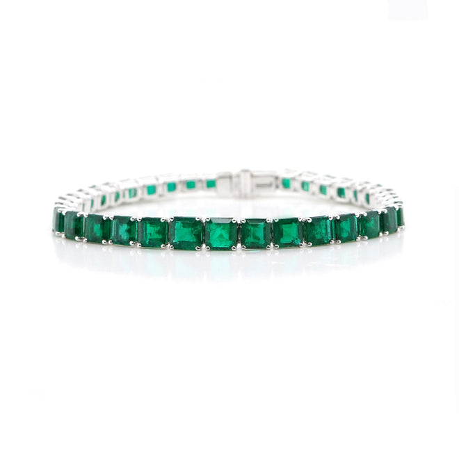 17.21 cts Octagon Emerald Tennis Bracelet