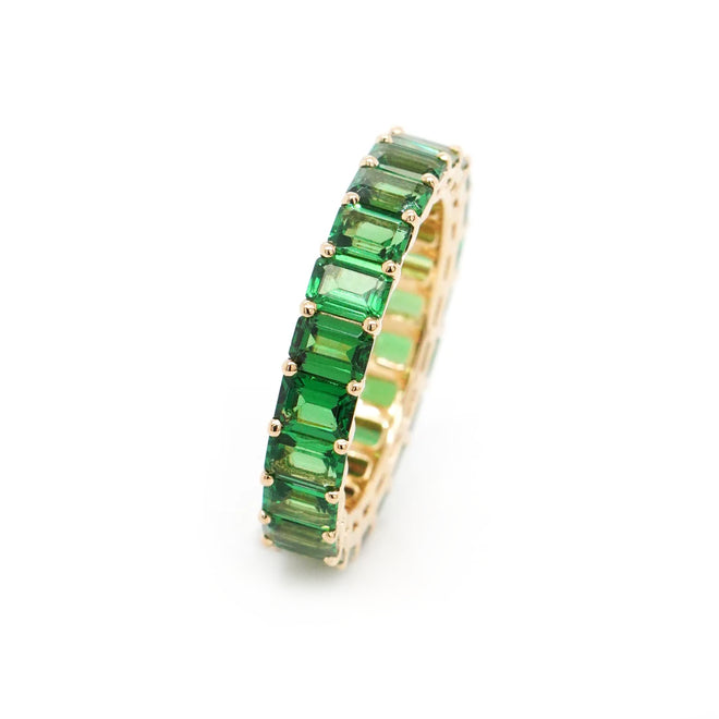 4.57 cts Octagon Tsavorite Eternity Ring