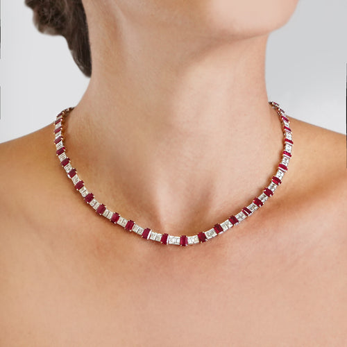  26.19 cts Burmese Ruby with Diamond Necklace (ENQUIRE)