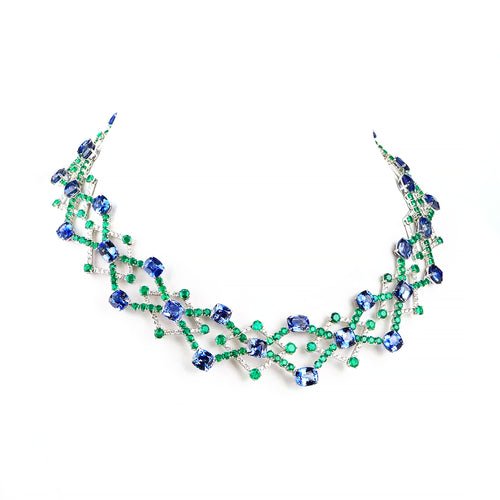 94.65 / 30.67 cts Blue Sapphire with Emerald Necklace (ENQUIRE)