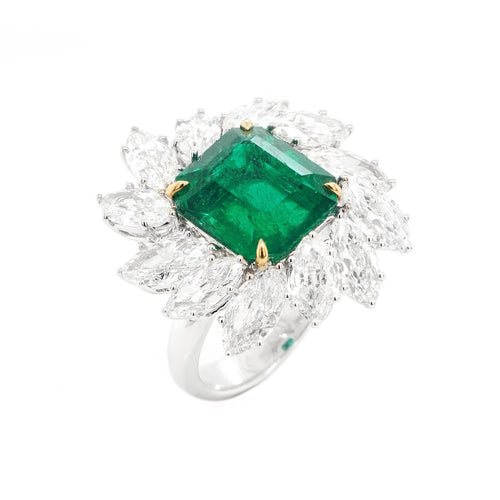 5.96 cts GRS Minor Oil Colombian Emerald Ring
