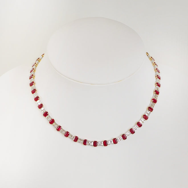  26.19 cts Burmese Ruby with Diamond Necklace (ENQUIRE)
