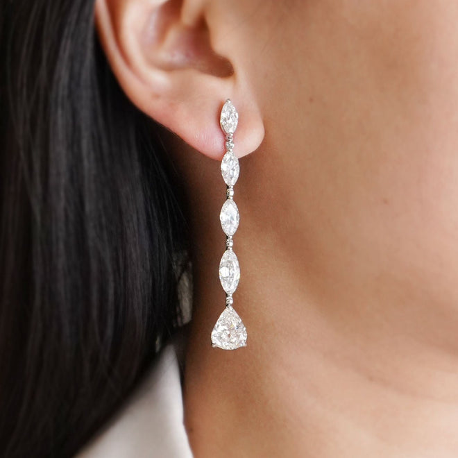 12.26 cts Pear Shape Diamond Earrings
