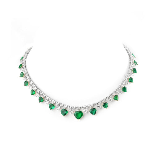 30.34 / 32.94 cts Emerald with Diamond Necklace (ENQUIRE)
