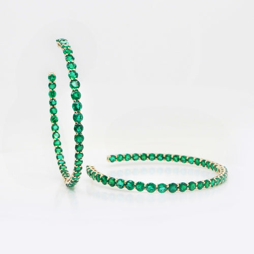 17.88 cts Round Emerald Eternity Hoops