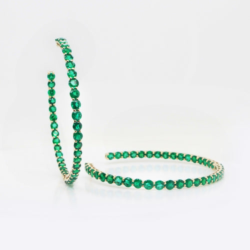17.88 cts Round Emerald Eternity Hoops