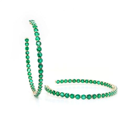 17.88 cts Round Emerald Eternity Hoops
