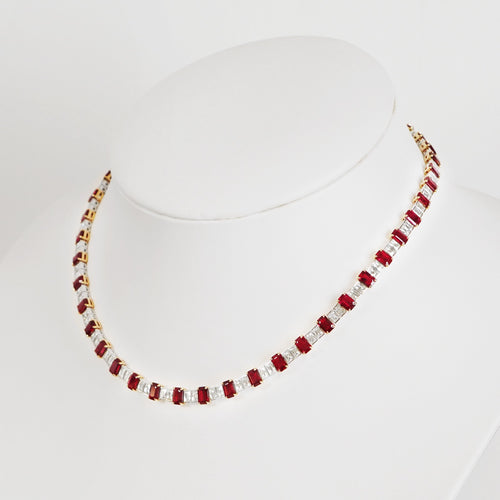  26.19 cts Burmese Ruby with Diamond Necklace (ENQUIRE)