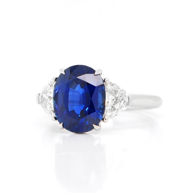 4.305 cts  Blue Sapphire with Diamond Ring