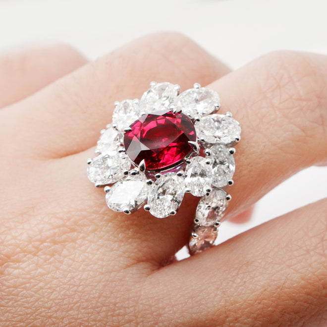 RR-19021 6.99 / 4.03 cts Ruby with Oval Diamond Ring (ENQUIRE)
