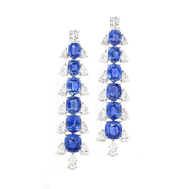 20.01 cts Blue Sapphire with Diamond Earrings