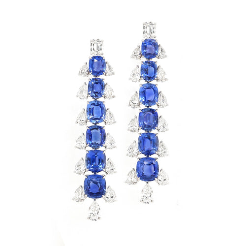 20.01 cts Blue Sapphire with Diamond Earrings