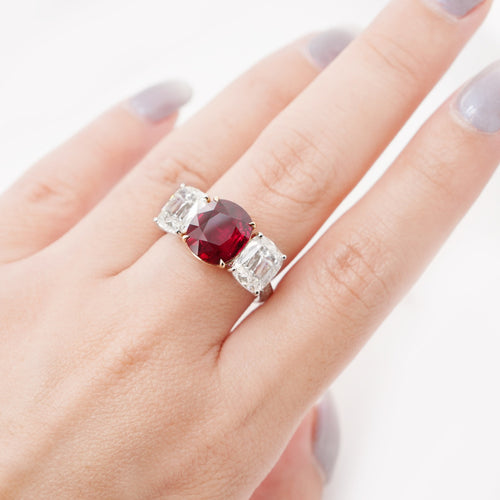 5.01 cts  Ruby with Diamond Ring (ENQUIRE)