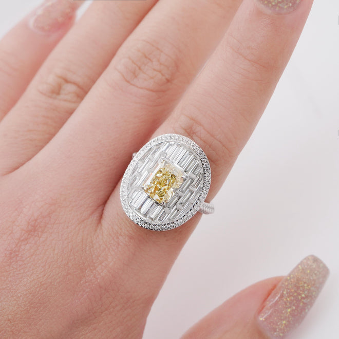 2.02 cts Radiant Yellow Diamond Ring