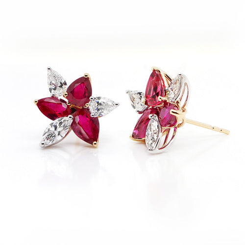 5.87 cts Ruby with Diamond Earrings