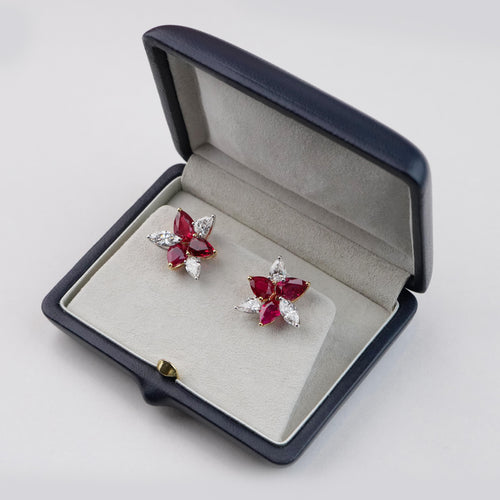 5.87 cts Ruby with Diamond Earrings