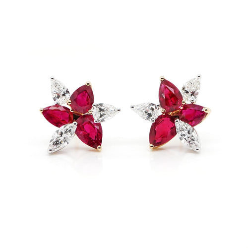 5.87 cts Ruby with Diamond Earrings