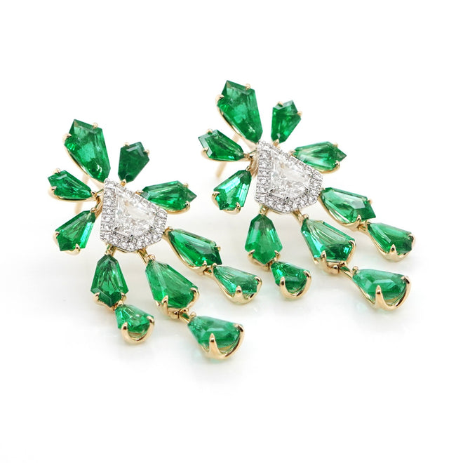 8.83 cts Emerald with Diamond Earrings