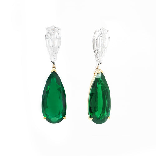 4.654 / 4.143 cts Emerald with Diamond Earrings (ENQUIRE)