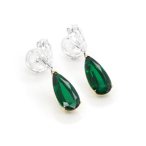 4.654 / 4.143 cts Emerald with Diamond Earrings (ENQUIRE)