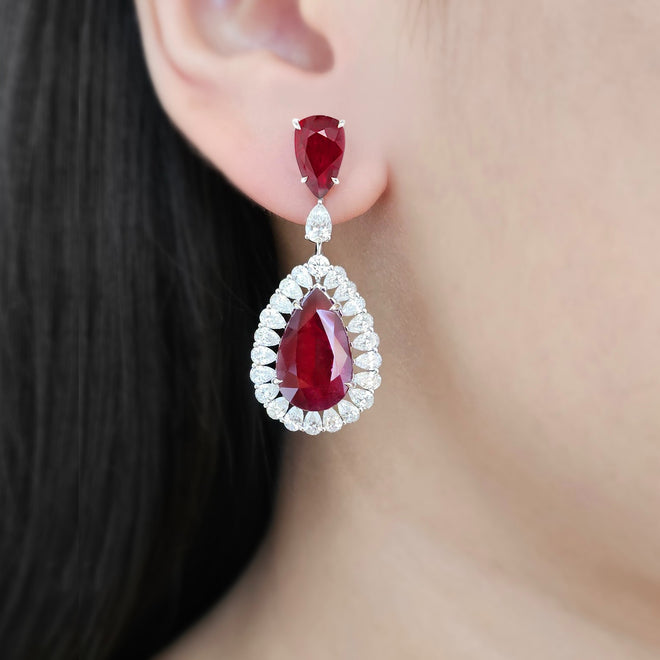 8.090 / 4.08 cts Unheated Ruby with Diamond Earrings (ENQUIRE)