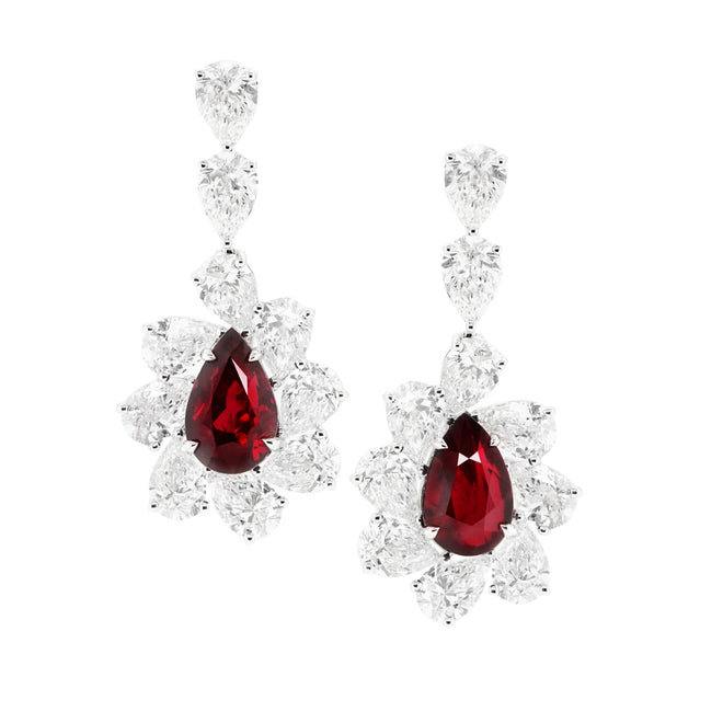 4.00 / 4.01 cts Unheated  Ruby with Diamond Earrings (ENQUIRE)
