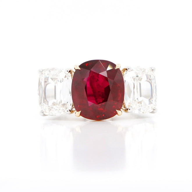 5.01 cts  Ruby with Diamond Ring (ENQUIRE)
