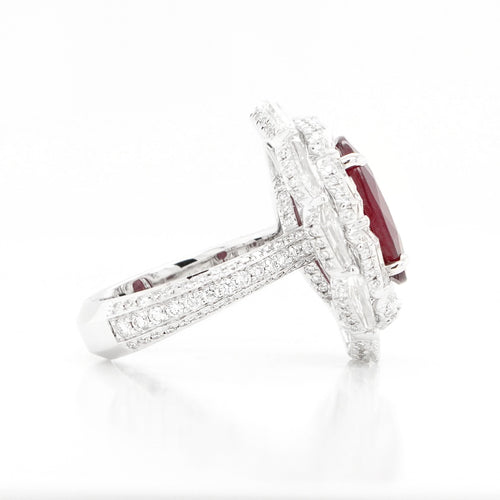  5.09 / 3.38 cts Ruby with Kite Diamond Ring