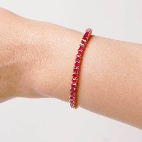 10.95 cts Burmese Square Ruby Tennis Bracelet