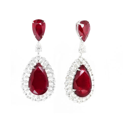 8.090 / 4.08 cts Unheated Ruby with Diamond Earrings (ENQUIRE)