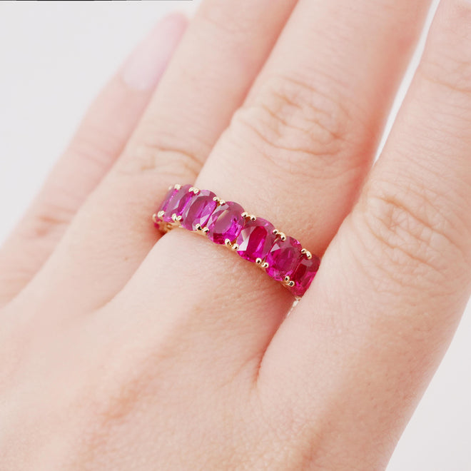 7.17 cts Oval Ruby Eternity Ring