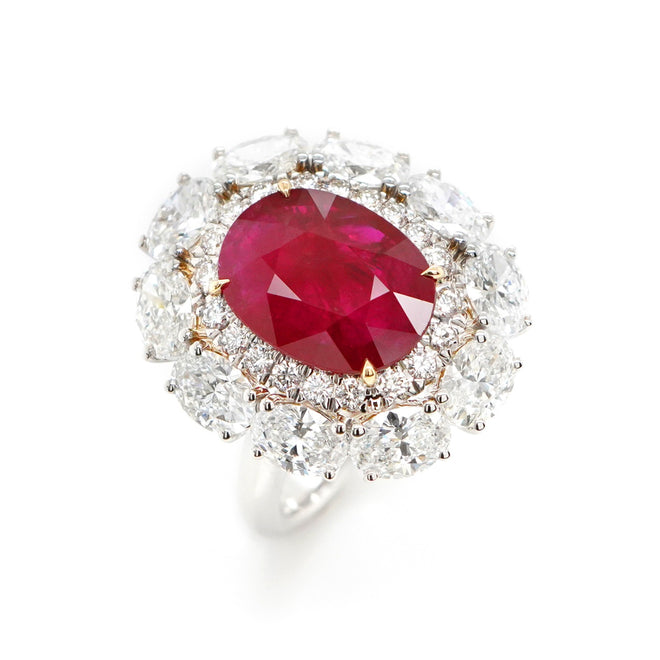 4.013 / 3.22 cts Ruby with Diamond Ring