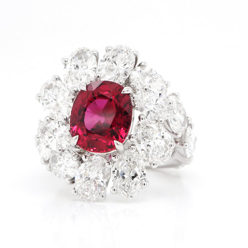 RR-19021 6.99 / 4.03 cts Ruby with Oval Diamond Ring (ENQUIRE)
