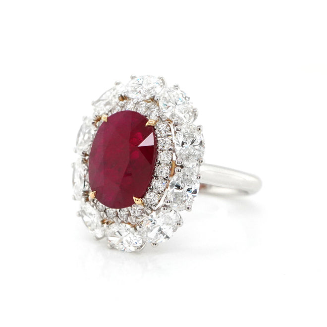 4.013 / 3.22 cts Ruby with Diamond Ring