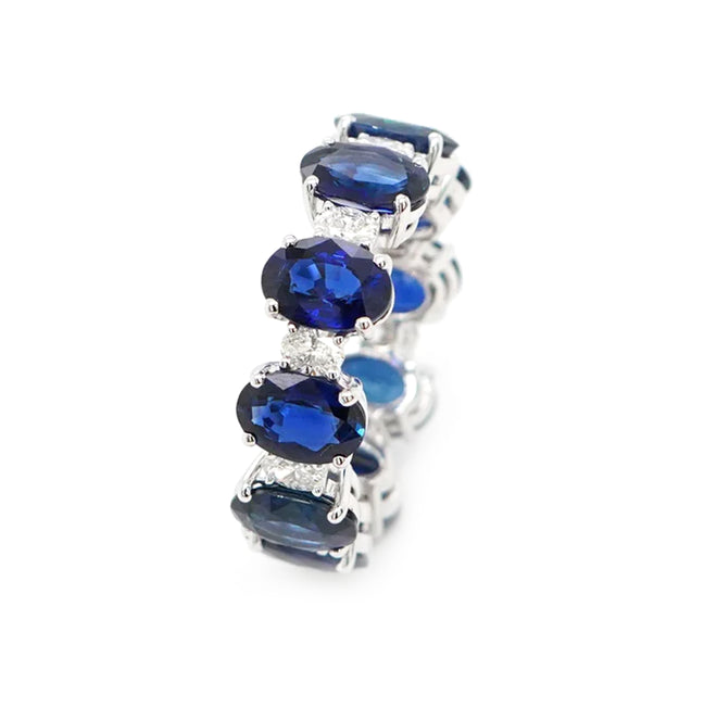 8.95 cts Oval Blue Sapphire with Diamond Eternity Ring