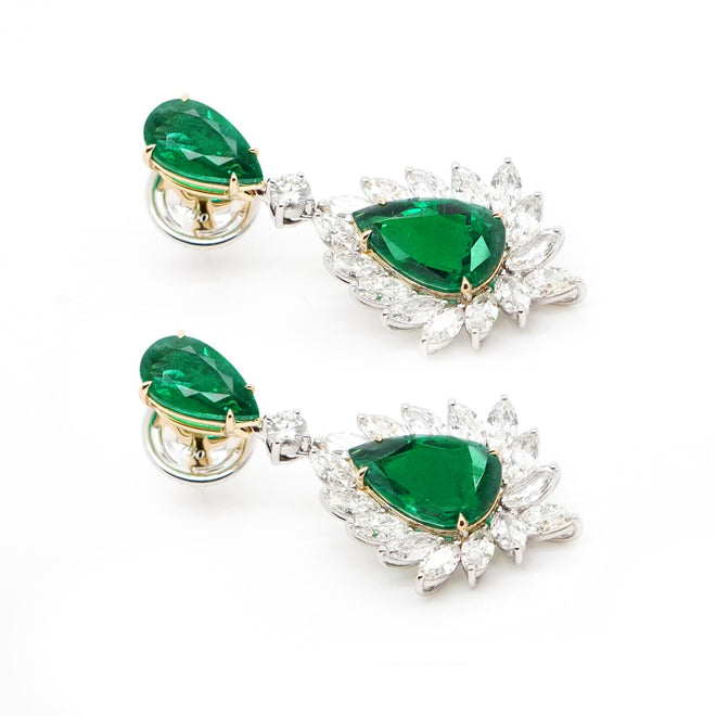 13.448 cts Emerald with Diamond Earrings (ENQUIRE)