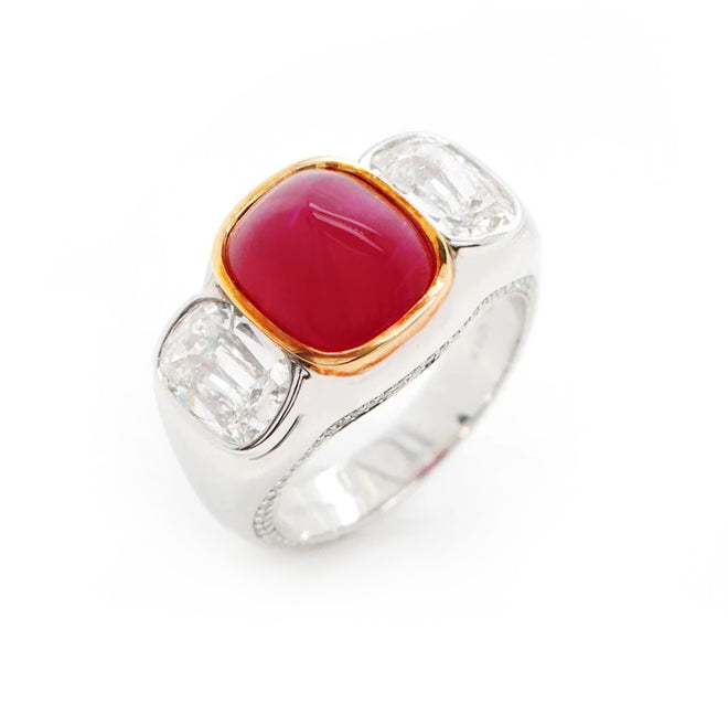 4.83 cts Burmese Ruby with Diamond Ring