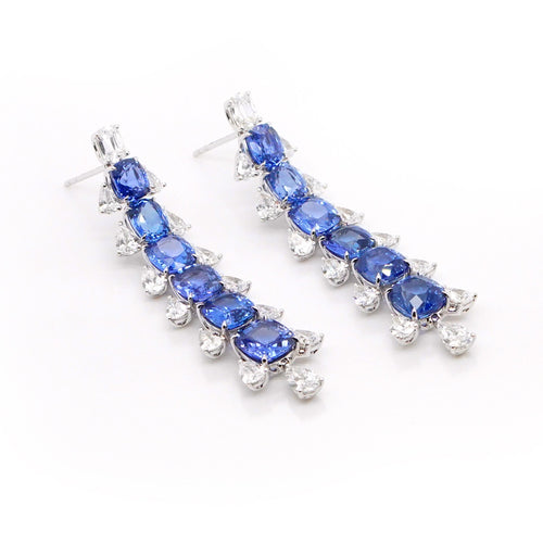 20.01 cts Blue Sapphire with Diamond Earrings