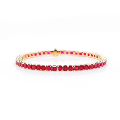 10.95 cts Burmese Square Ruby Tennis Bracelet