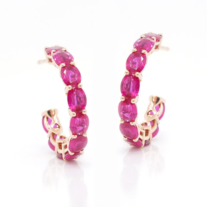 5.69 cts Oval Ruby Eternity Hoops