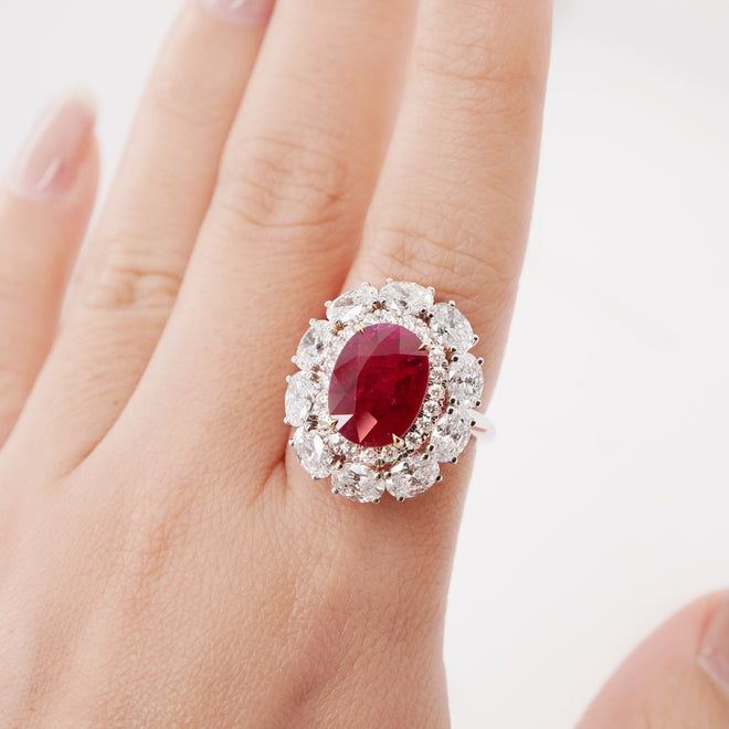4.013 / 3.22 cts Ruby with Diamond Ring