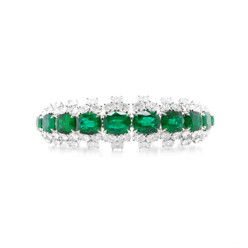 27.04 / 0.87 cts Emerald with Oval Diamond Bangle (ENQUIRE)