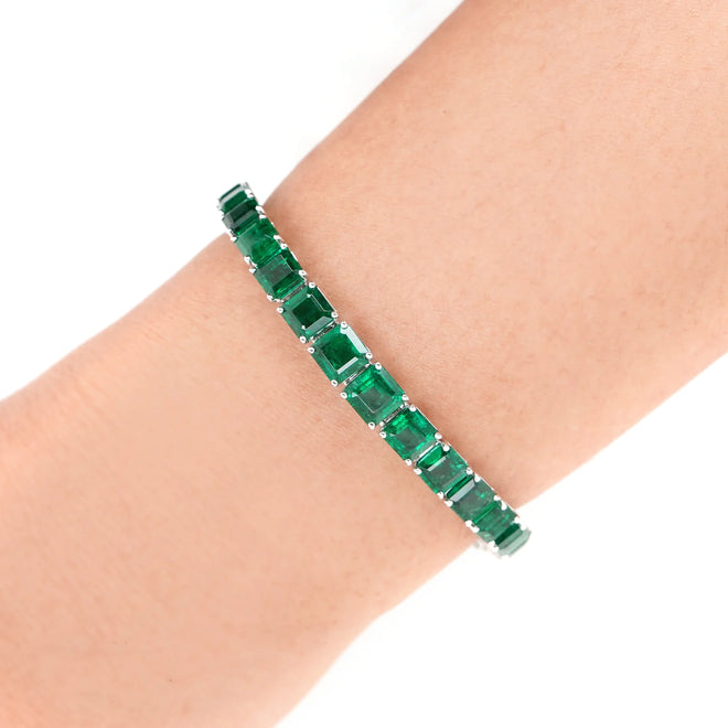 17.21 cts Octagon Emerald Tennis Bracelet