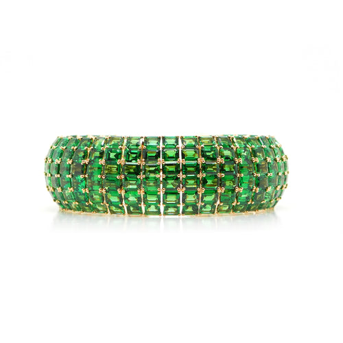 68.04 cts Octagon Tsavorite Unheated  with Yellow Diamond Bangle