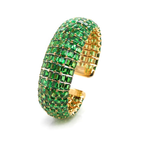 68.04 cts Octagon Tsavorite Unheated  with Yellow Diamond Bangle