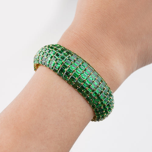 49.92 cts Octagon Tsavorite with Yellow Diamond Bangle