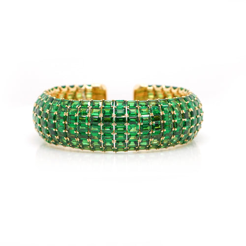 49.92 cts Octagon Tsavorite with Yellow Diamond Bangle